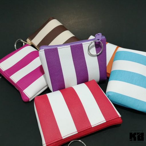 KB กระเป๋าใส่เหรียญ กระเป๋าสตางค์ ขายส่ง ยกโหล ของชำร่วย ของขวัญ แทนคำขอบคุณ คละสี 12ใบ ขนาด 3x4 นิ้ว ลายริ้วใหญ่ - Image 2