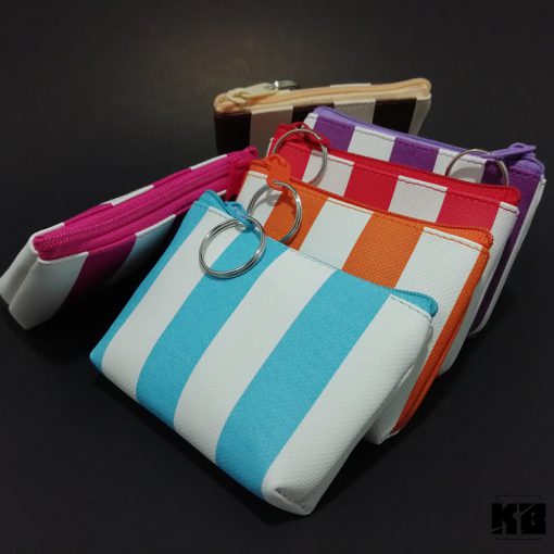 KB กระเป๋าใส่เหรียญ กระเป๋าสตางค์ ขายส่ง ยกโหล ของชำร่วย ของขวัญ แทนคำขอบคุณ คละสี 12ใบ ขนาด 3x4 นิ้ว ลายริ้วใหญ่ - Image 3